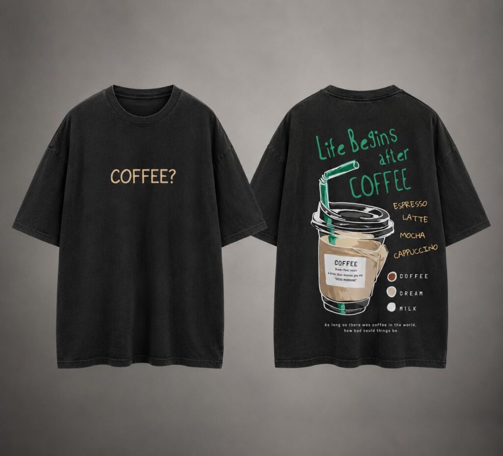 Life Begins After Coffee Oversized T-Shirt