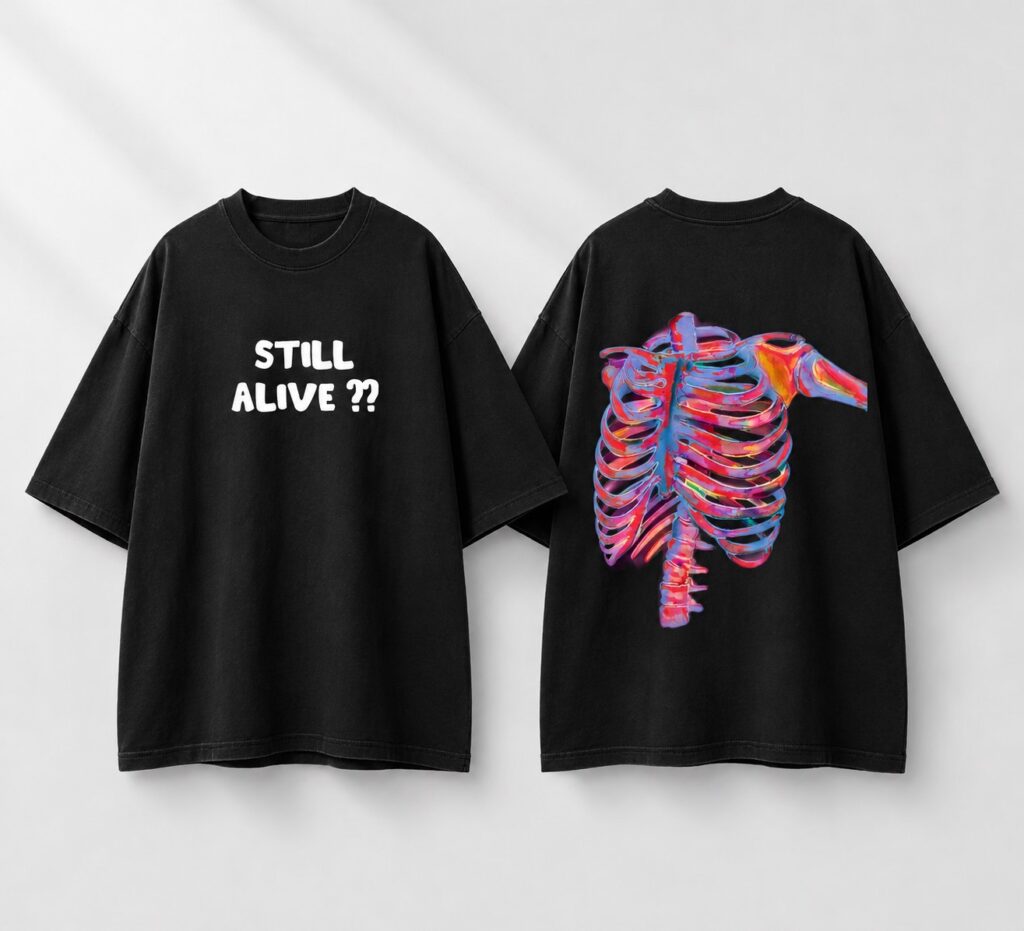 Neon Rib Cage Oversized Graphic T-Shirt