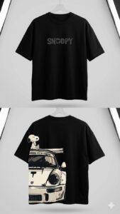 Snoopy & Sports Car Oversized Graphic T-Shirt