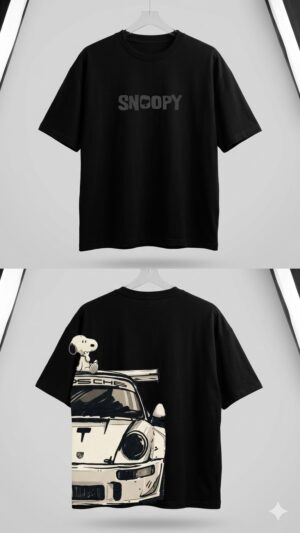 Snoopy & Sports Car Oversized Graphic T-Shirt