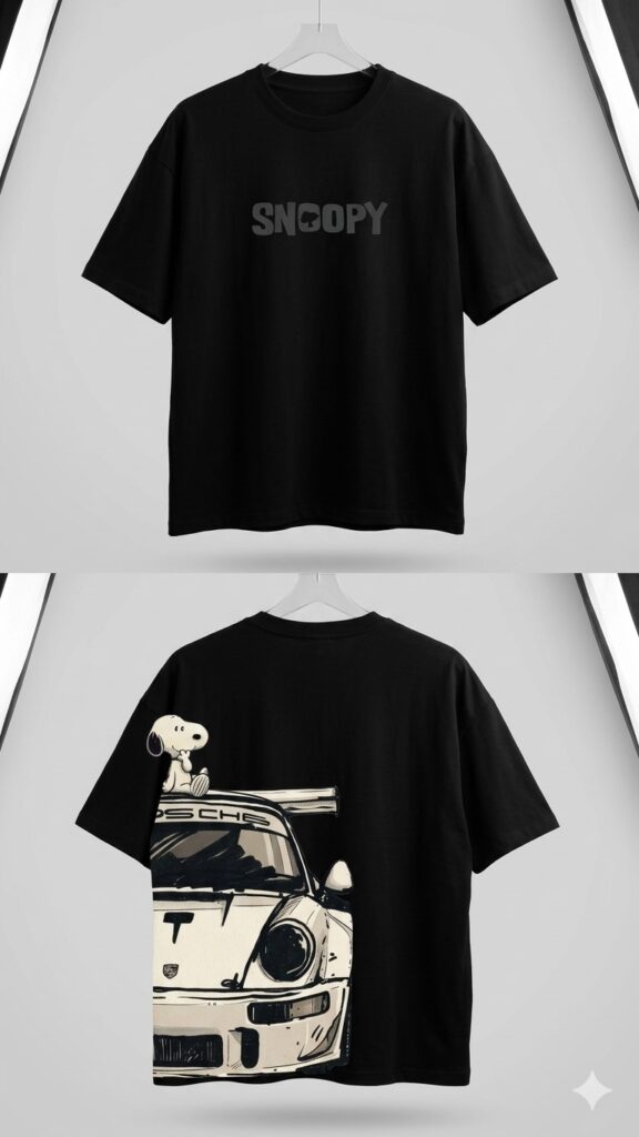 Snoopy & Sports Car Oversized Graphic T-Shirt