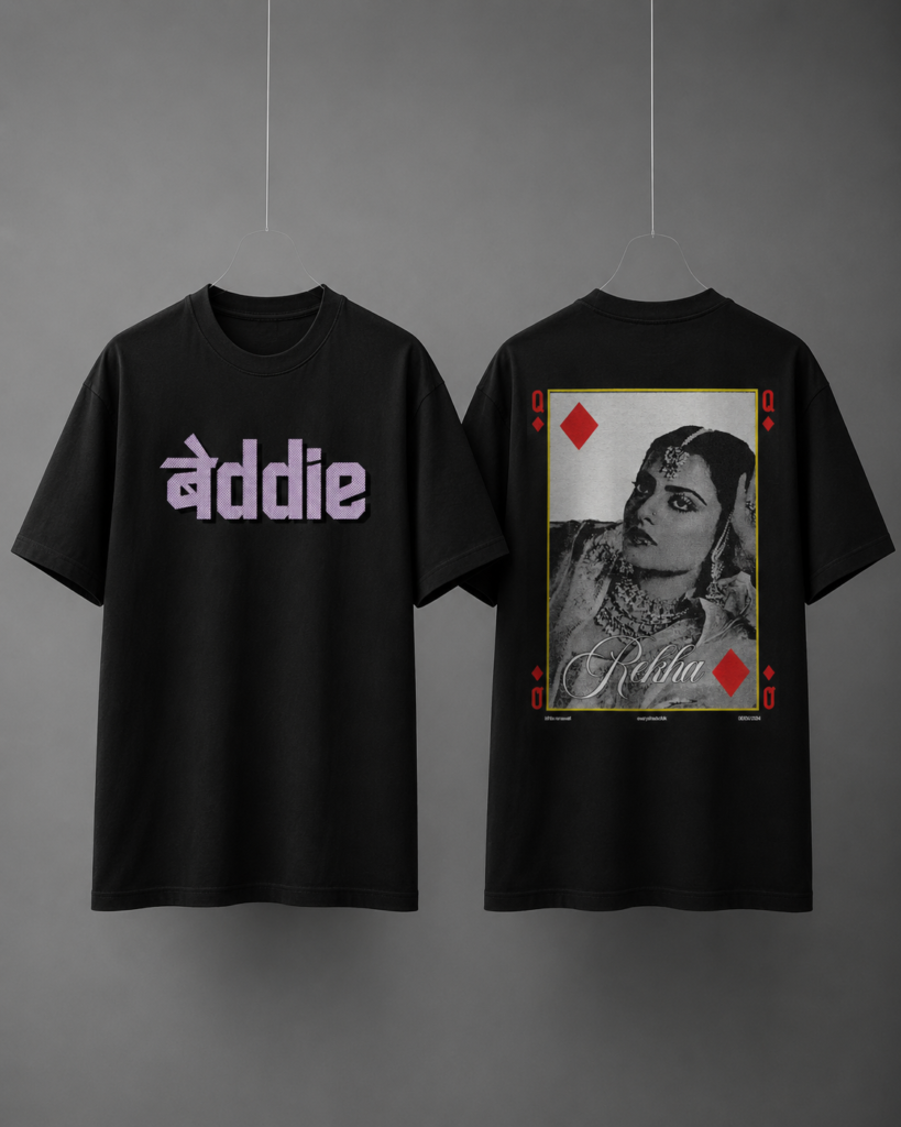 Rekha Queen Card Vintage Printed Round-Neck T-Shirt