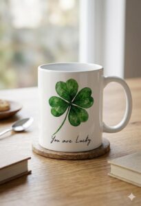 Lucky Four Leaf Clover Ceramic Mug