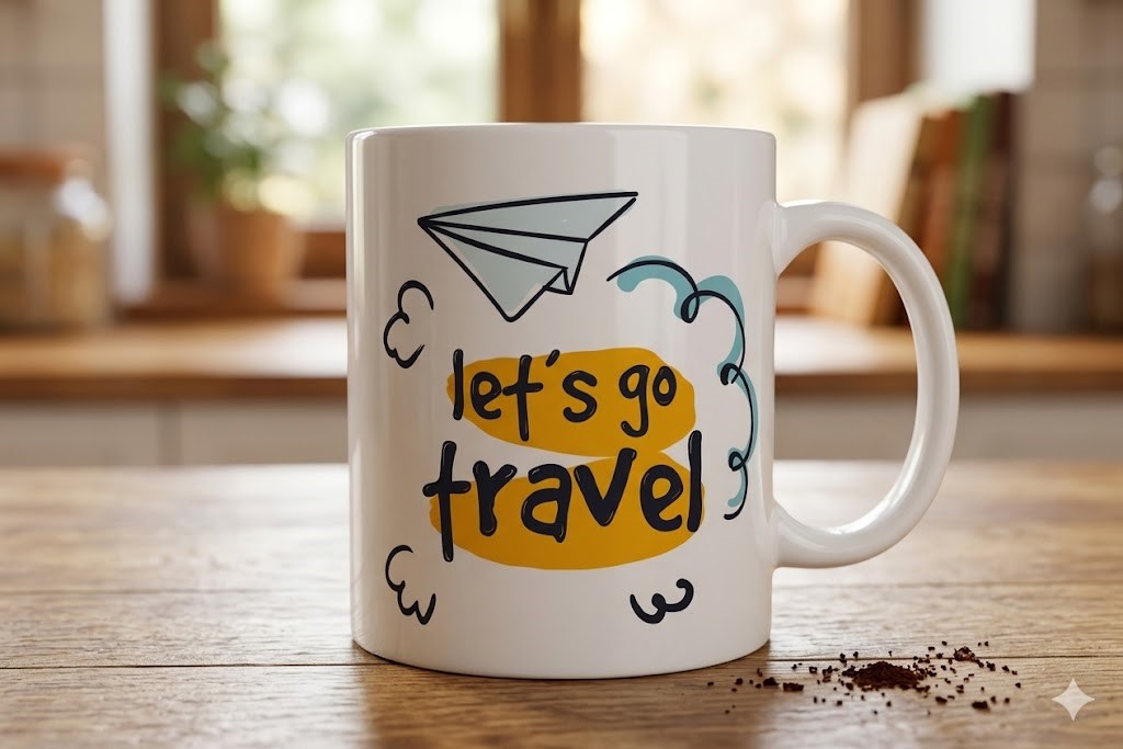 Let's Go Travel Quote Ceramic Coffee Mug