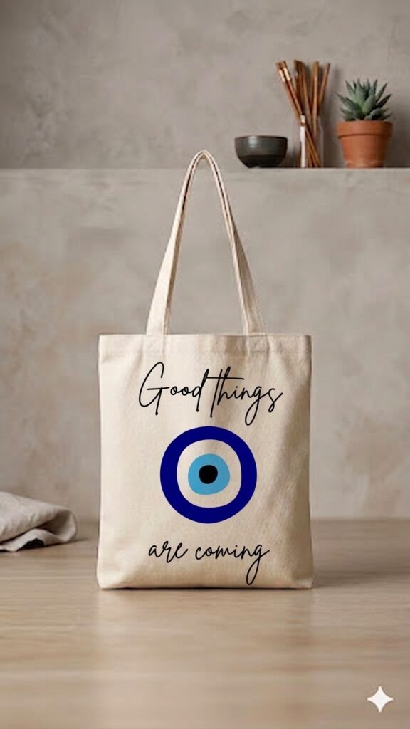 Good Things Are Coming Evil Eye Canvas Tote Bag