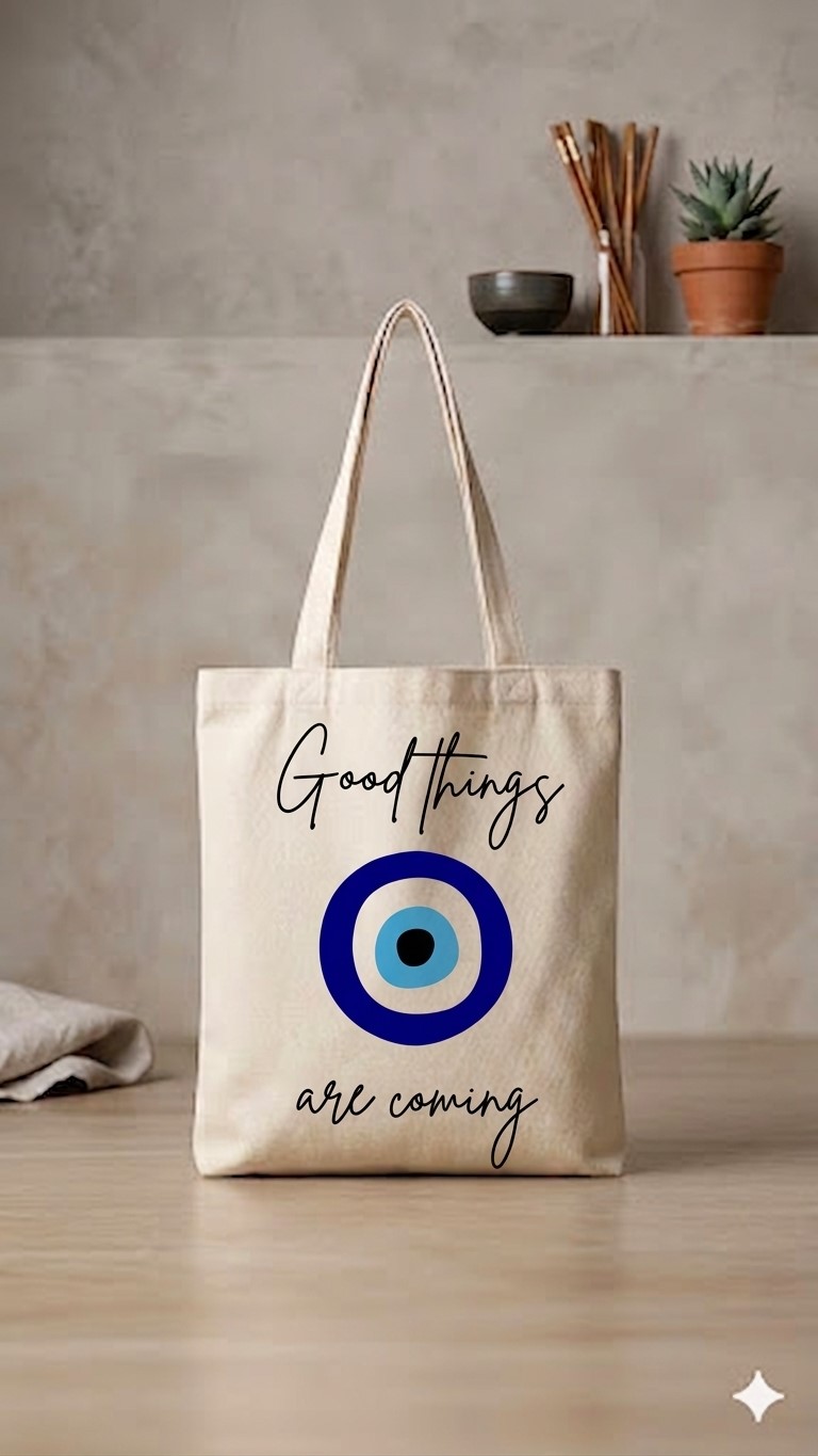 Good Things Are Coming Evil Eye Canvas Tote Bag