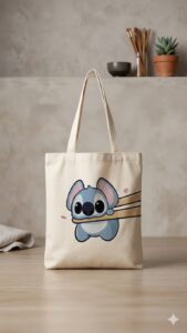 Cute Stitch Character Canvas Tote Bag