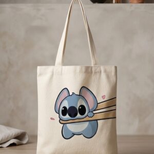 Cute Stitch Character Canvas Tote Bag