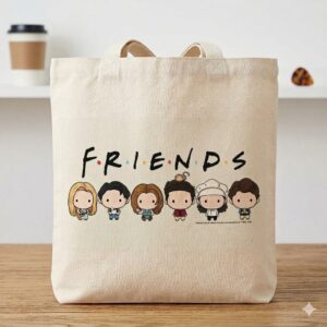 Friends Character Printed Canvas Tote Bag