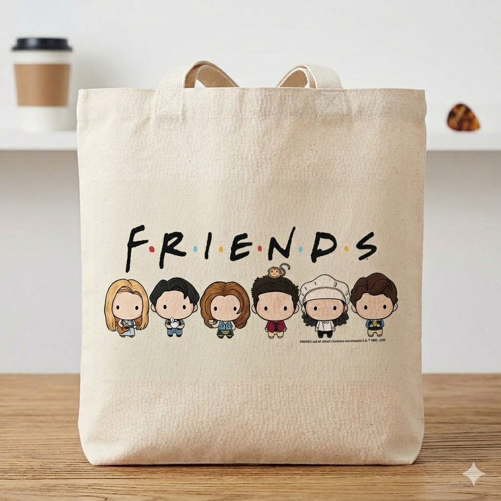 Friends Character Printed Canvas Tote Bag
