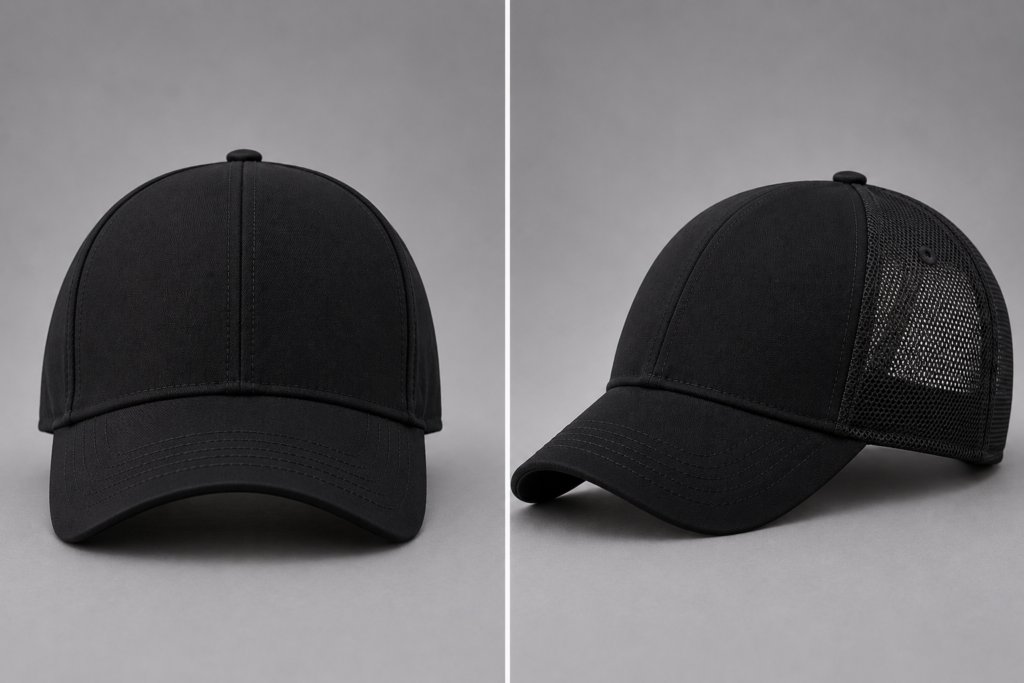 Black Mesh Trucker Cap