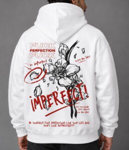 Embrace Imperfection Graphic Oversized Hoodie – White