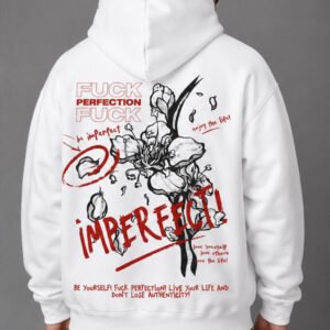 Embrace Imperfection Graphic Oversized Hoodie – White