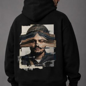 295 Distorted Portrait Oversized Hoodie – Black
