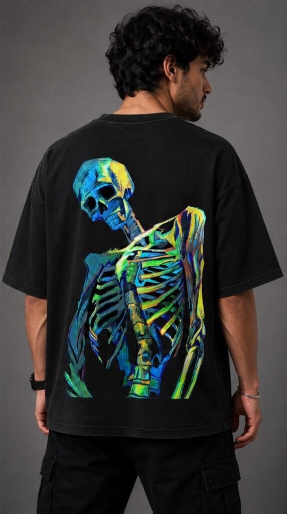 Still Alive Graphic Skeleton Oversized T-Shirt – Black