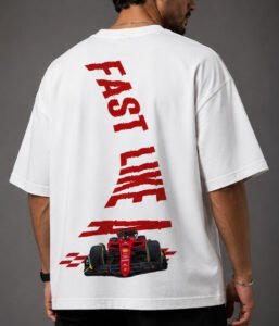 Fast Lane Racing Graphic Oversized T-Shirt – White
