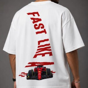 Fast Lane Racing Graphic Oversized T-Shirt – White