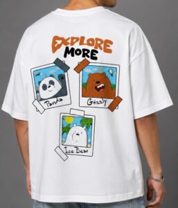 Explore More Bear Adventures Oversized T-Shirt – White