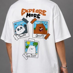 Explore More Bear Adventures Oversized T-Shirt – White
