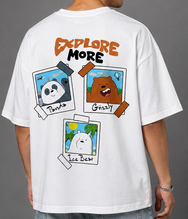 Explore More Bear Adventures Oversized T-Shirt – White