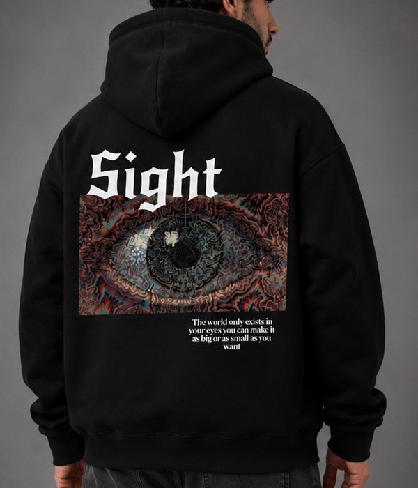Sight Vision Graphic Oversized Hoodie – Black