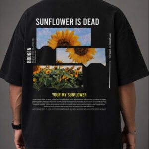 Dead Sunflower Graphic Oversized T-Shirt – Black