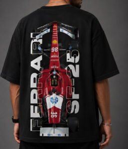 Racing Legacy Ferrari Graphic Oversized T-Shirt – Black