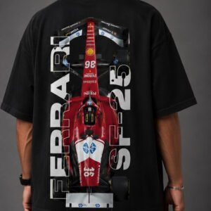 Racing Legacy Ferrari Graphic Oversized T-Shirt – Black