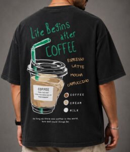 Life Begins After Coffee Oversized T-Shirt – Black