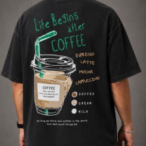 Life Begins After Coffee Oversized T-Shirt – Black