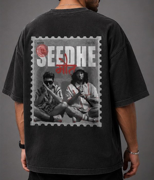 Street India Stamp Oversized T-Shirt – Black